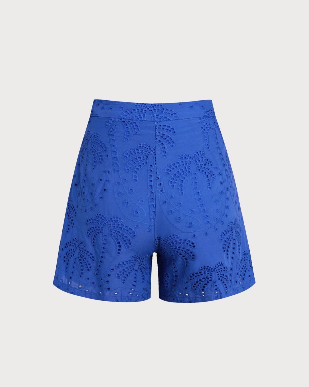 Blue Embroidery Cotton Shorts
