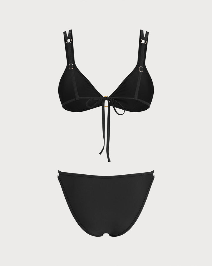 Black O-Ring Triangle Bikini Set