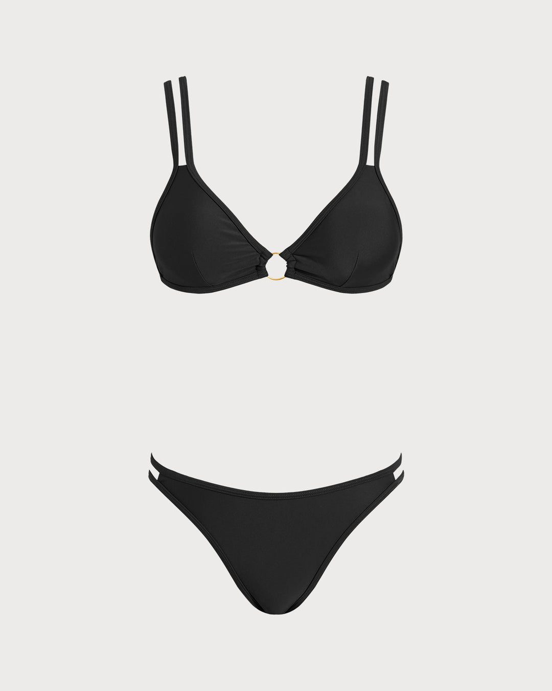 Black O-Ring Triangle Bikini Set