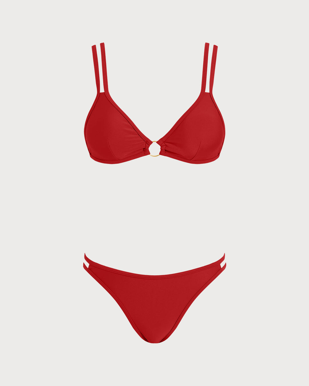 Red O-Ring Triangle Bikini Set