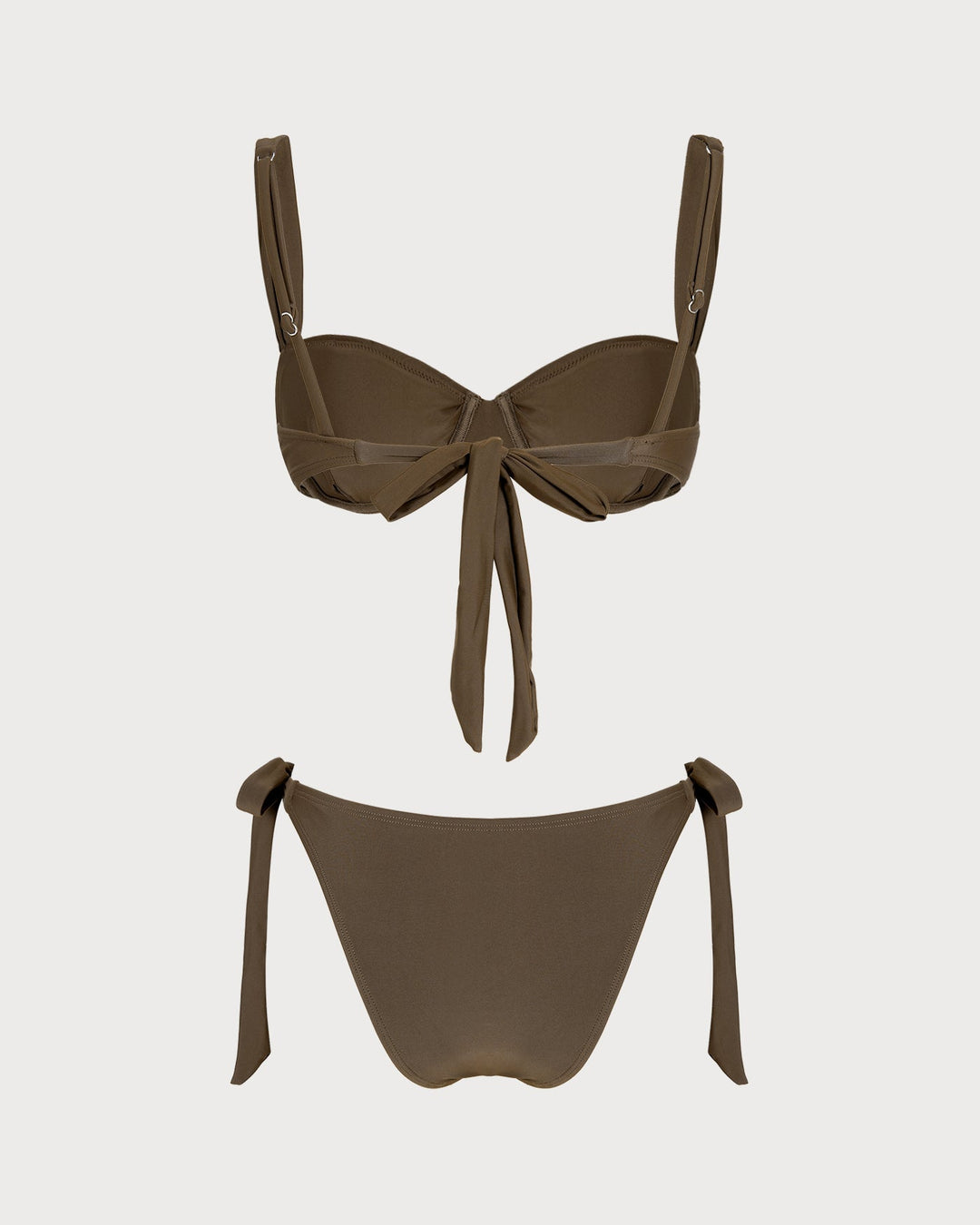 Coffee Drawstring Underwire Bikini Set