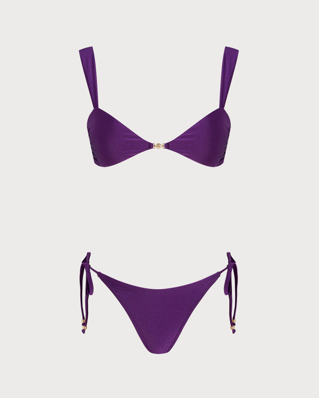 Purple Triangle Drawstring Bikini Set