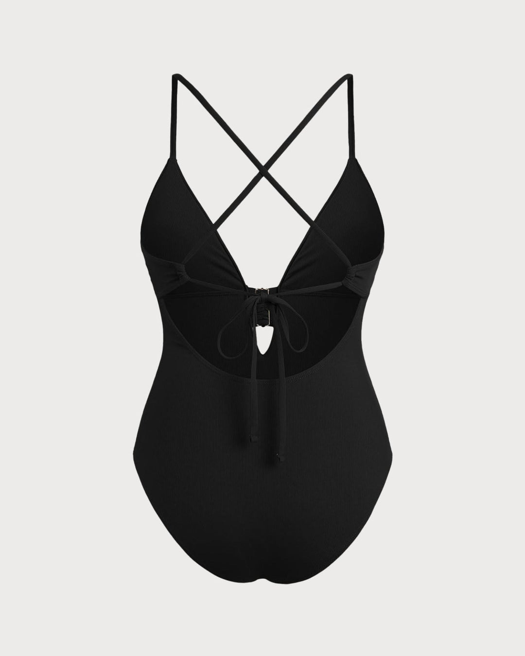 Black Cut Out Ribbed Triangle One Piece