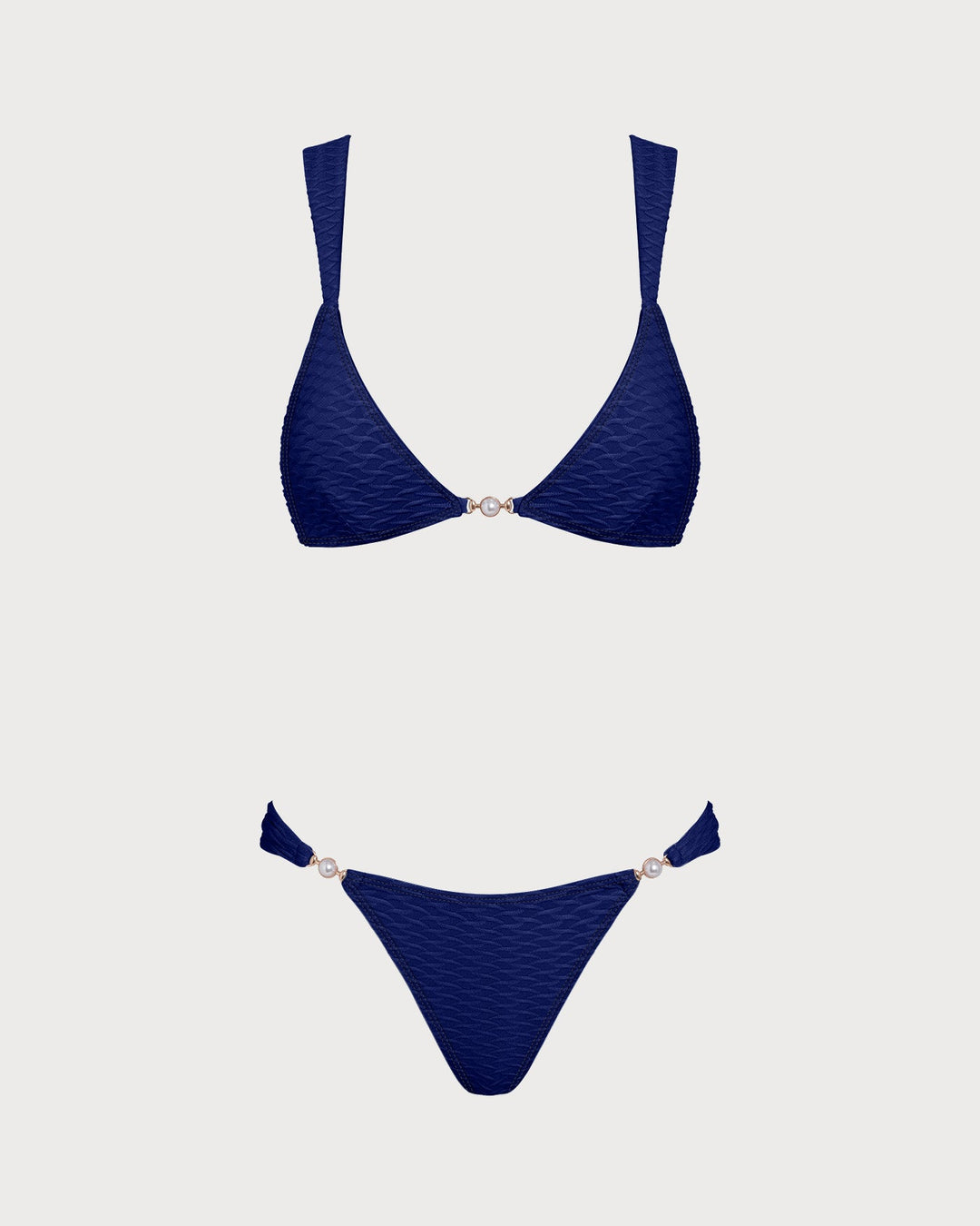 Royal Blue Textured Triangle Bikini Set