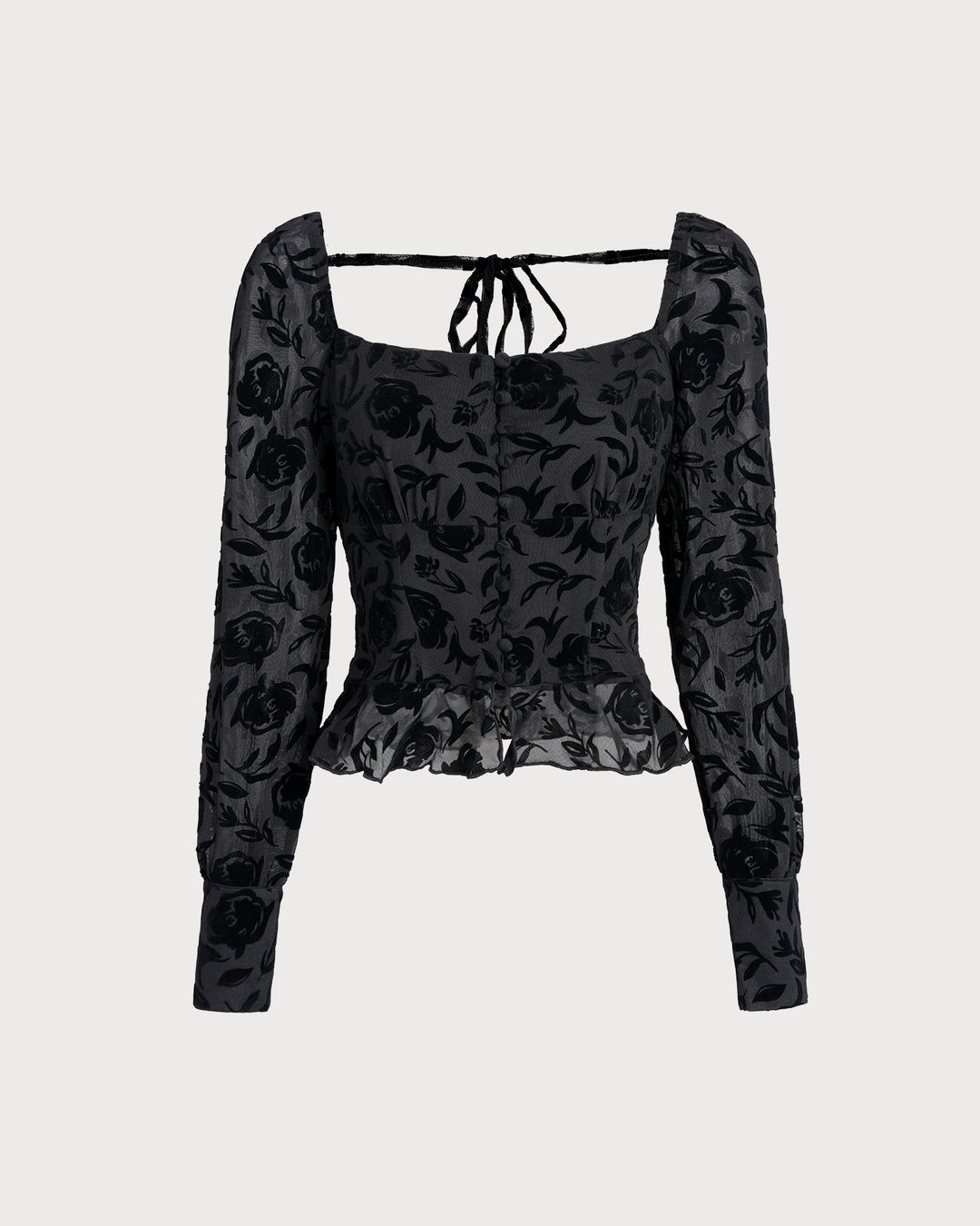 Black Square Neck Blouse