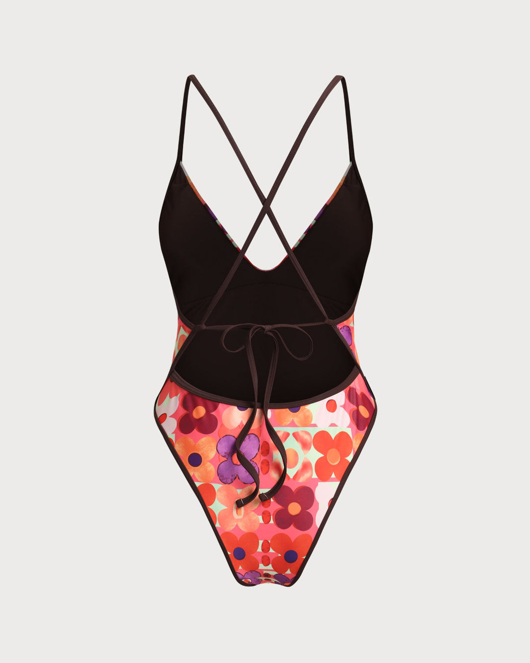 Red Floral Corset One-Piece Swimsuit