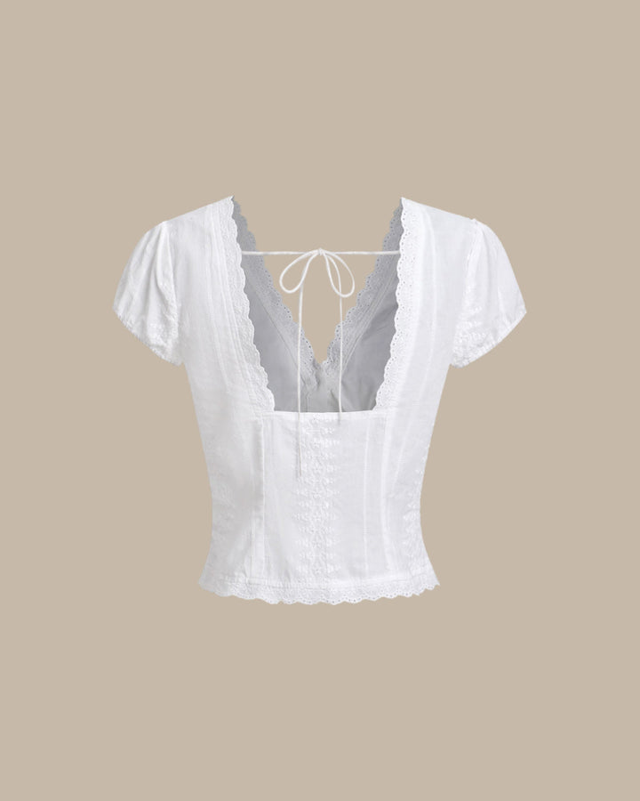 White Textured Cap Sleeve Blouse