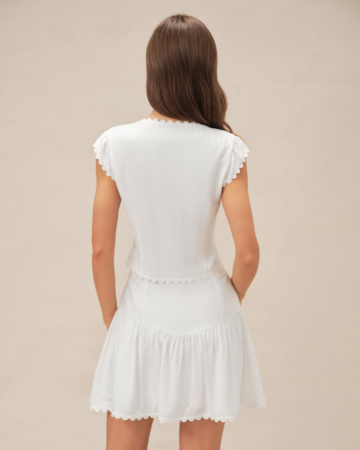 White Cap Sleeve Button Blouse