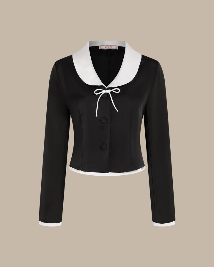 Black Collar Satin Blouse