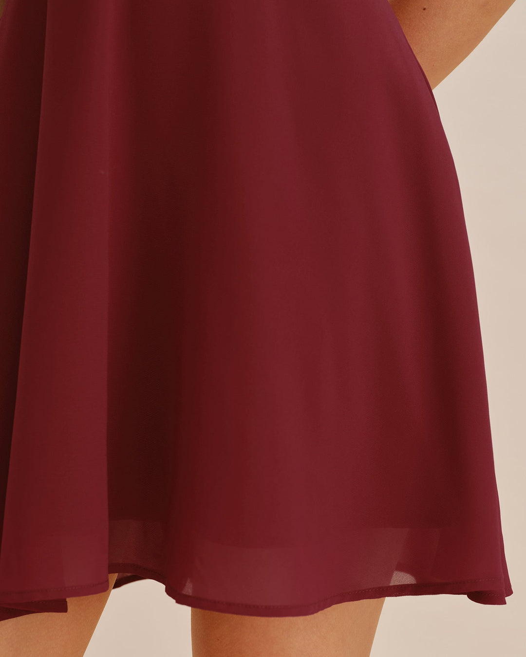 Red V Neck Puffed Sleeve Mini Dress