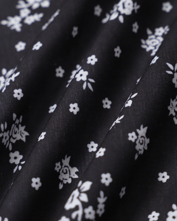 Black Floral Scoop Neck Blouse