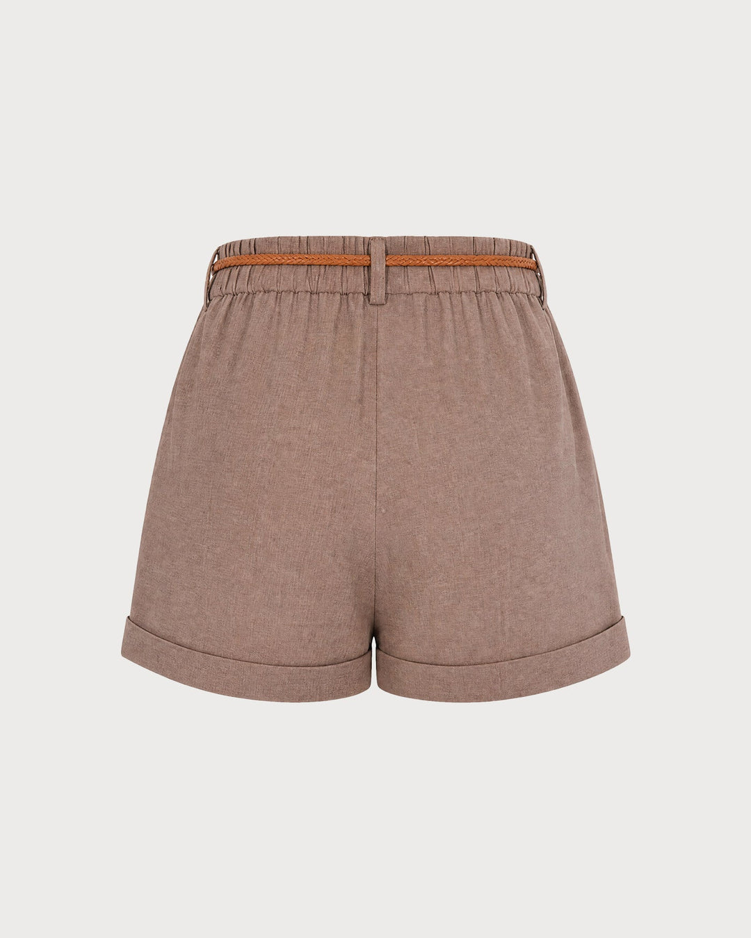 Brown Button Belt Pockets Shorts