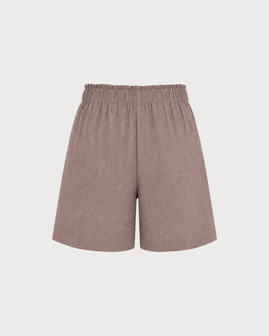 Brown Elastic Waist Pockets Shorts