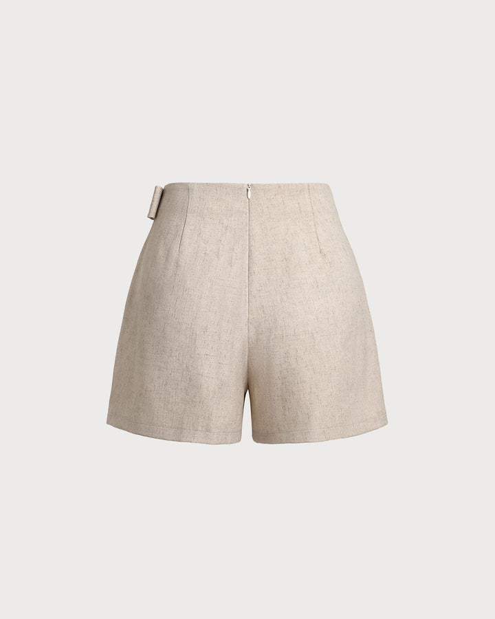 Khaki Ruched A-Line Skort